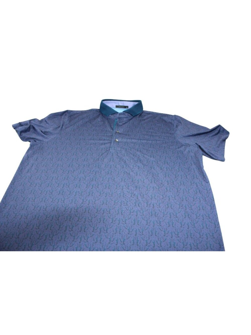 Greyson Mens Polo Shirt Purple/Blue Seahorse Print XL Pique Collar Short Sleeve